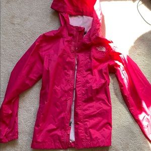 Dark pink North Face rain jacket